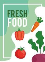 Banner con verduras de alimentos frescos, concepto de comida sana