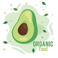 Banner de alimentos orgánicos, aguacate fresco y saludable, concepto de comida sana vector