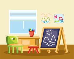 nursery chalkboard and chair vector