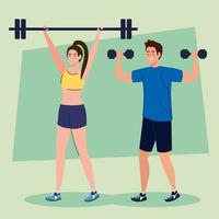 couple doing exercises, sport recreation concept vector