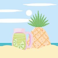 verano, piña y limonada vector