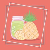 pineapple, lemonade and lemon vector