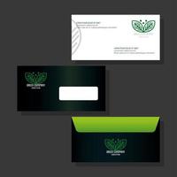 corporate identity brand mockup, envelope and document green mockup, green company sign vector