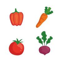 set of healthy fresh vegetables and fruits vector