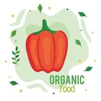 Banner de alimentos orgánicos, pimiento fresco y saludable, concepto de comida sana vector