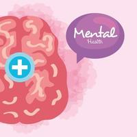 mental health concept, with brain, positive mind vector