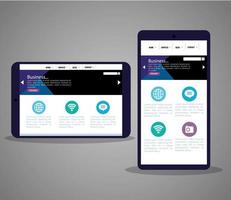 mockup responsive web, concept website development in smartphone and tablet device vector