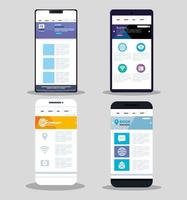 mockup responsive web, concept website development in different smartphones vector