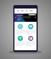 mockup responsive web, concept website development in smartphone vector