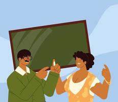 woman and man teachers vector