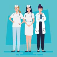 female doctor and nurses healthcare, healthcare hospital medical staff vector