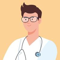 professional doctor with stethoscope and uniform, man doctor, hospital worker vector