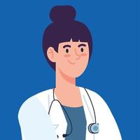 professional woman doctor with stethoscope and apron, woman doctor, hospital female worker vector