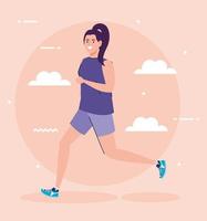 woman running, woman in sportswear jogging, female athlete vector