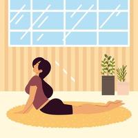 mujer practicando yoga vector