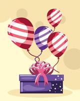 birthday gift and balloons vector