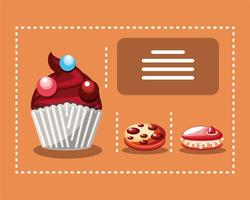 dessert, cookies and cupcake vector