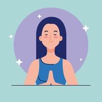 mujer meditando, actividad para la salud mental vector