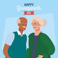 happy grand parents day with cute older couple vector