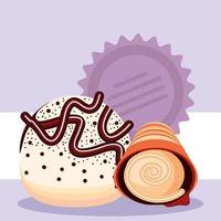 roll and cookie desserts vector