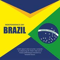 Estandarte de la celebración de la independencia de Brasil, con iconos de decoración de emblema de bandera vector