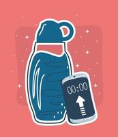 water bottle and smartphone vector