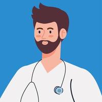 professional doctor with stethoscope and uniform, man doctor, hospital worker vector