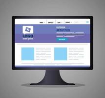 mockup responsive web, concept website development in desktop computer vector