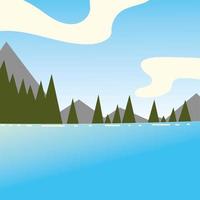 forest lake and trees vector