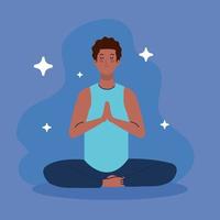 man meditating, concept for yoga, meditation, relax, healthy lifestyle vector