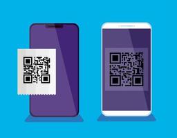 smartphones with scan code qr vector