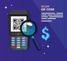 scan code qr with dataphone vector
