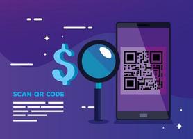 escanear código qr con smartphone vector