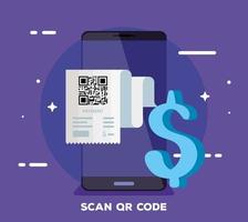 smartphone with scan code qr and symbol dollar vector