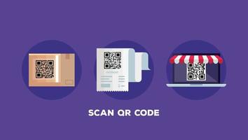 scan qr code with set icons vector
