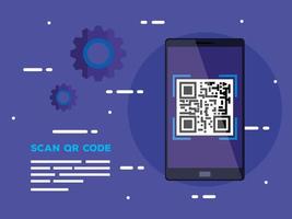 scan code qr with smartphone vector