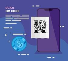 scan code qr with smartphone vector