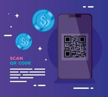 scan code qr with smartphone vector