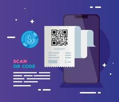 smartphone with scan code qr vector