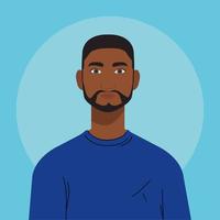 hombre africano con barba, en fondo azul vector