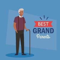 happy grand parents day, with cute grandfather and lettering decoration of best grand parents vector