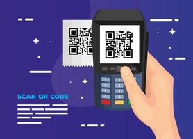 hand user scan code qr with dataphone