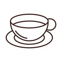 breakfast coffee cup on saucer line style vector