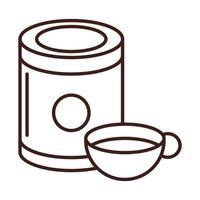 breakfast chocolate cup and pack line style vector