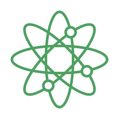 atom molecule science biology green line style