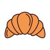 breakfast bread croissant bakery food line and fill style vector