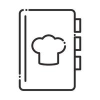 icono de estilo de línea de utensilios de cocina de libro de recetas de chef vector