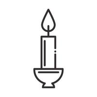 burning candle light flame line style icon vector