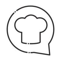 icono de estilo de línea de cocina de restaurante de gorro de chef vector