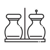 chef salt and pepper kitchen utensil line style icon vector